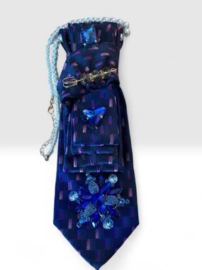 Blue Crystal Embellished Women's Neck Scarf